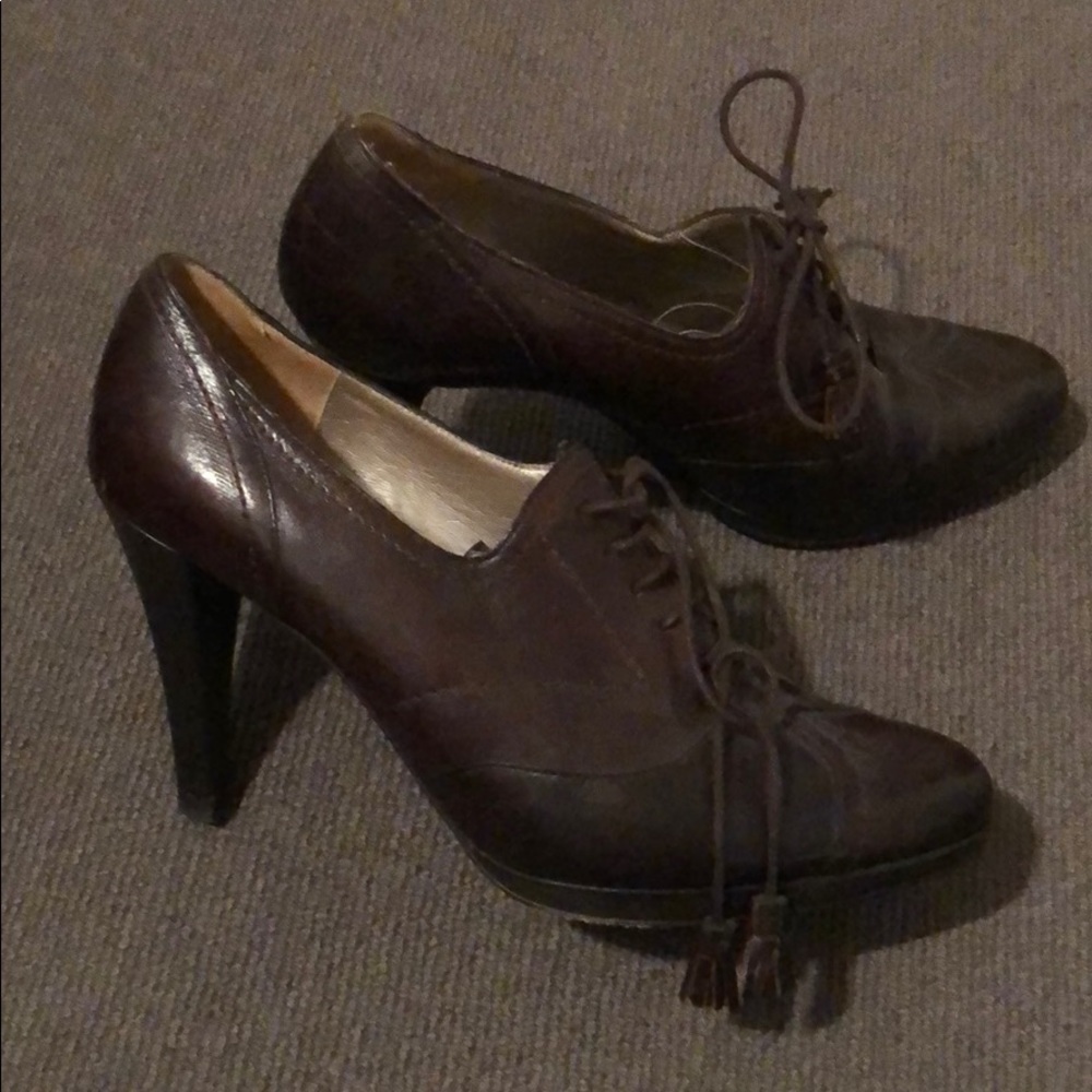 Furla brown heeled tie shoes